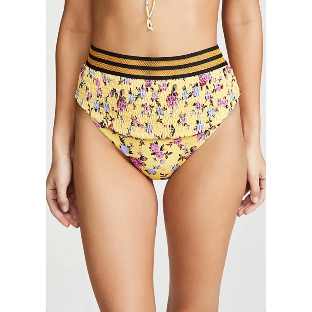 NWT For Love & Lemons Paulina Floral Ruched Bikini Bottoms